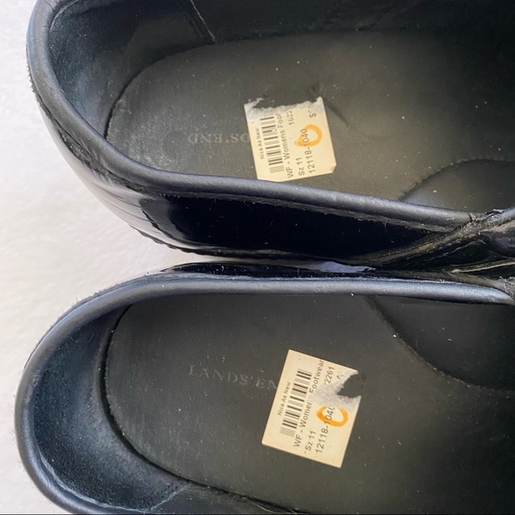 Lands End Women's Black Patent Leather Chunky Clogs Shoes Size 11 D - Y2K - Picture 4 of 13